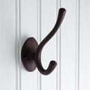 Bronze Double Coat Hook with Oval Backplate in Bronze Patina