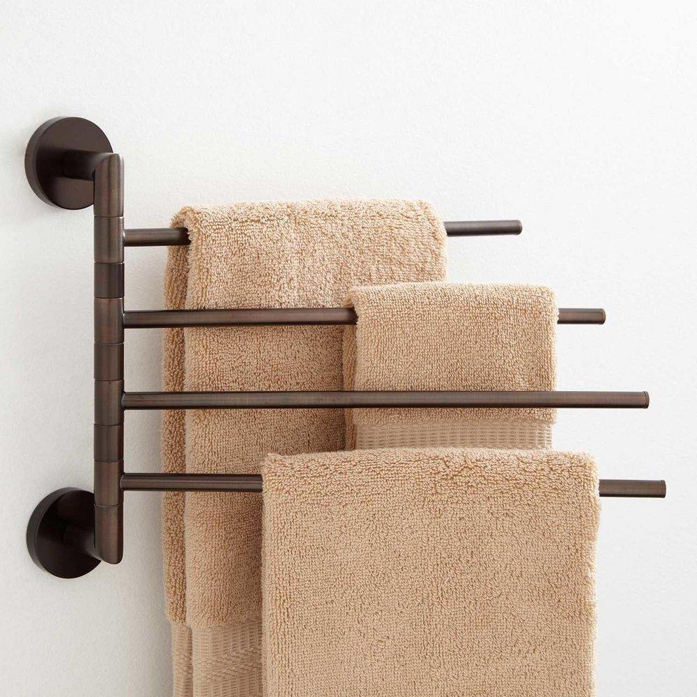 Signature Hardware Oil Rubbed Bronze Quadruple Swing Arm Towel Bar in Oil Rubbed Bronze 