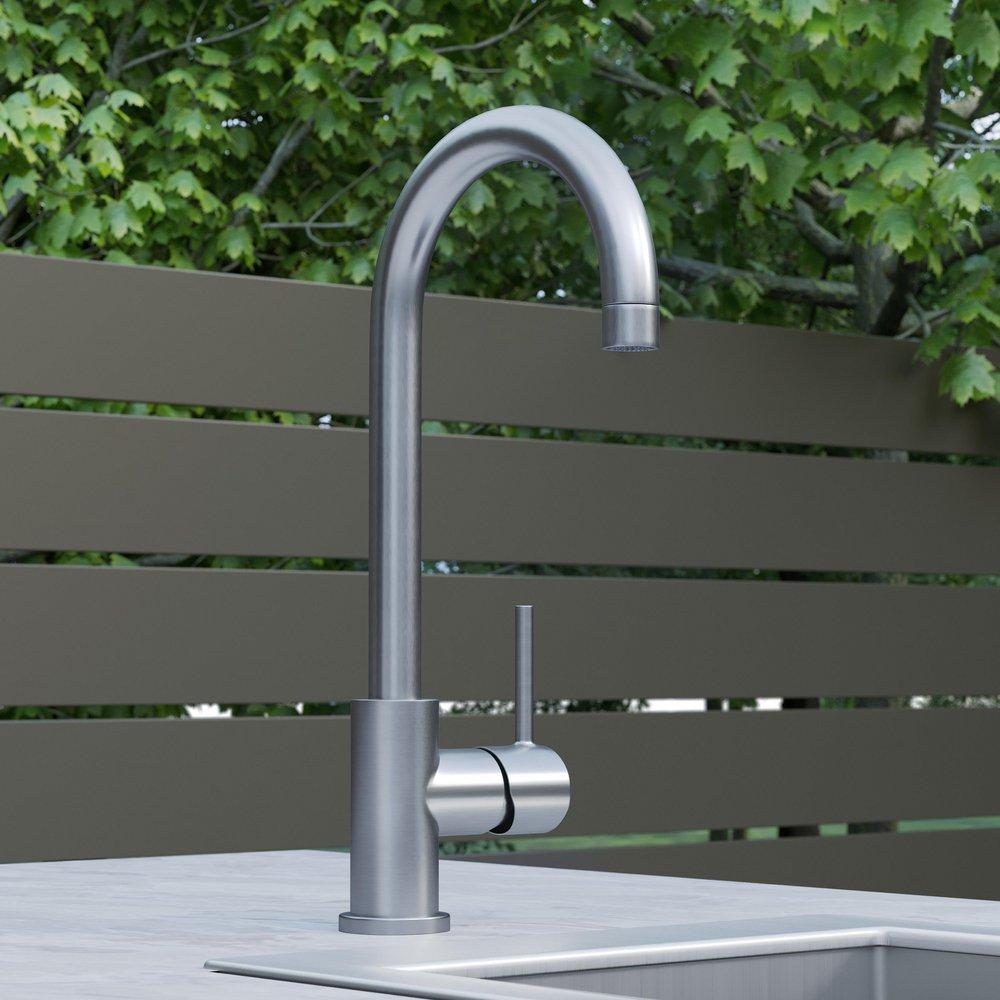 Signature Hardware Satin Steel Single Handle Kitchen Faucet 