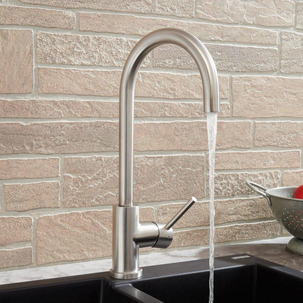 Signature Hardware Satin Steel Single Handle Kitchen Faucet 