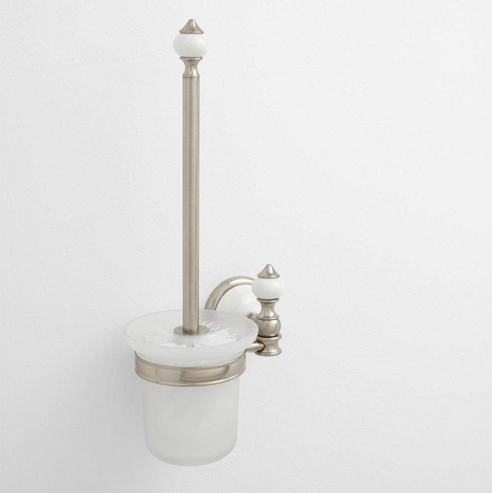 Signature Hardware Brushed Nickel 14-1/2 in. Toilet Brush Holder 