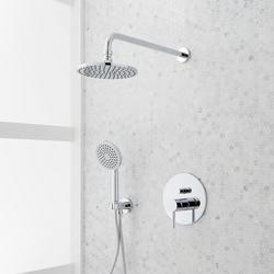 Pressure Balanced Shower System with Rainfall Shower Head and Hand Shower in Chrome - Rough-In Valve Included