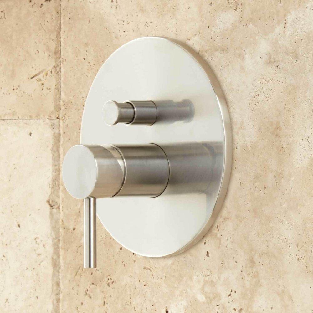 Signature Hardware Brushed Nickel Single Handle Shower System with Rainfall Showerhead and Hand Shower 