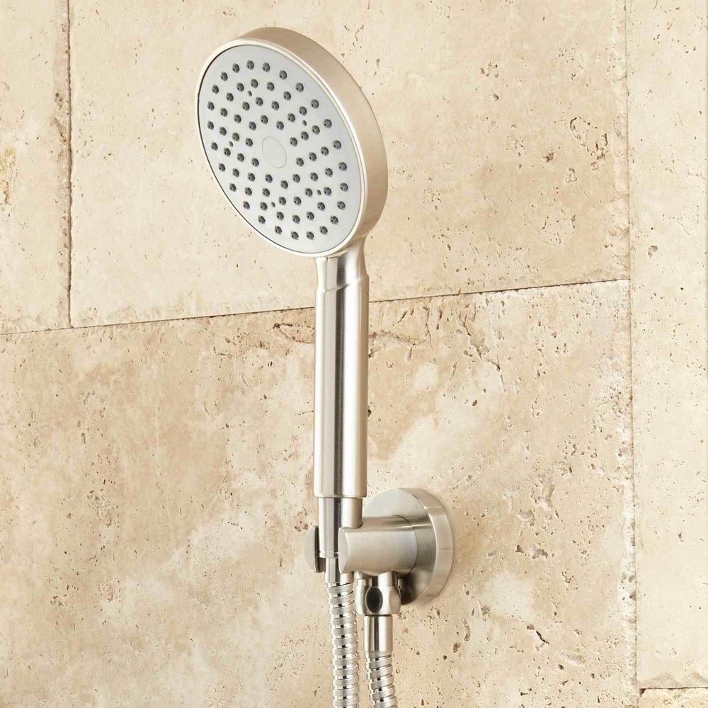Signature Hardware Brushed Nickel Single Handle Shower System with Rainfall Showerhead and Hand Shower 