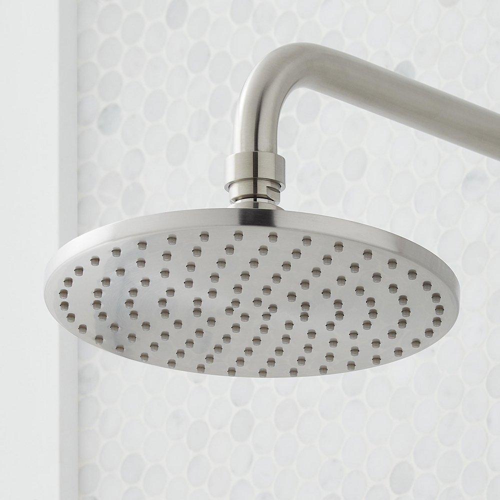 Signature Hardware Brushed Nickel Single Handle Shower System with Rainfall Showerhead and Hand Shower 