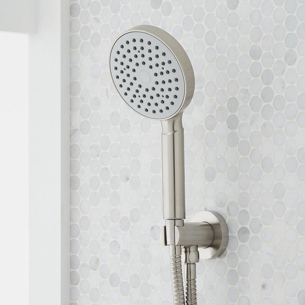 Signature Hardware Brushed Nickel Single Handle Shower System with Rainfall Showerhead and Hand Shower 
