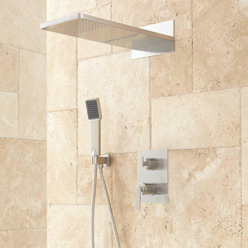 Signature Hardware Brushed Nickel Two Handle Single Function Shower System 