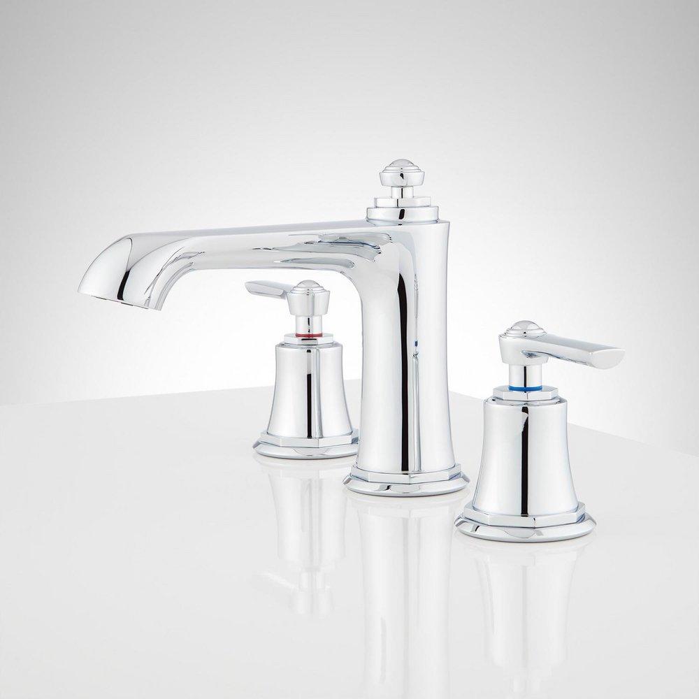 Signature Hardware Chrome Two Handle Widespread Bathroom Sink Faucet 