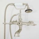 Three Handle Wall Mount Tub Filler with Handshower in Polished Nickel