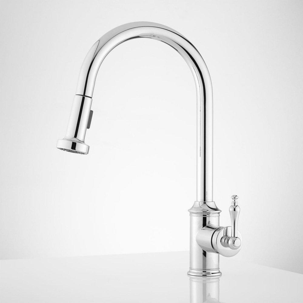 Signature Hardware Polished Chrome Single Handle Pull Down Kitchen Faucet 
