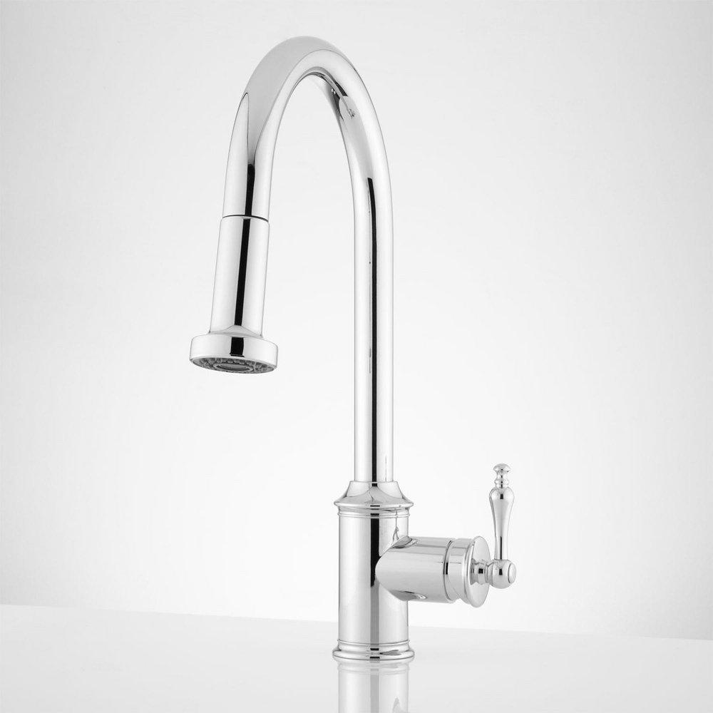 Signature Hardware Polished Chrome Single Handle Pull Down Kitchen Faucet 