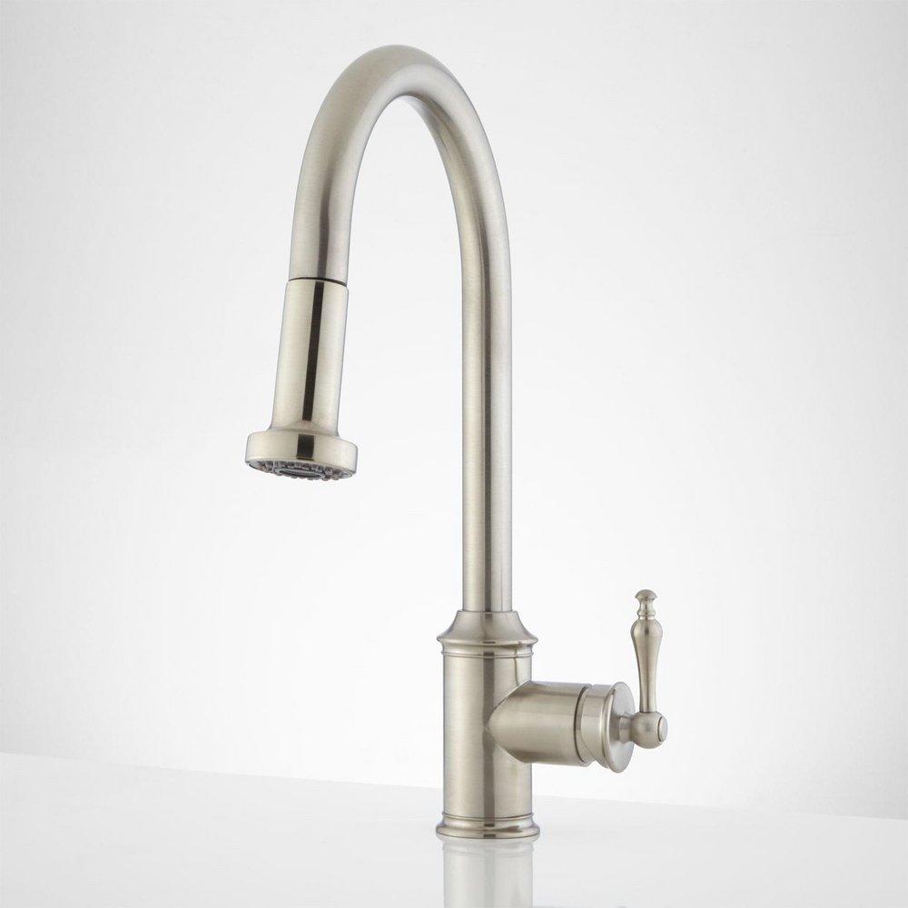 Signature Hardware Brushed Nickel Single Handle Pull Down Kitchen Faucet 