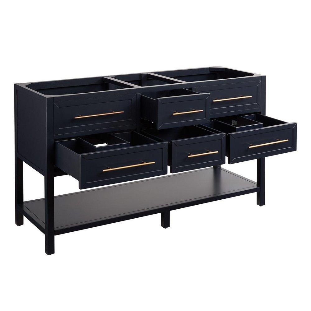 Signature Hardware Midnight Navy Blue 60 in. Floor Mount Vanity 