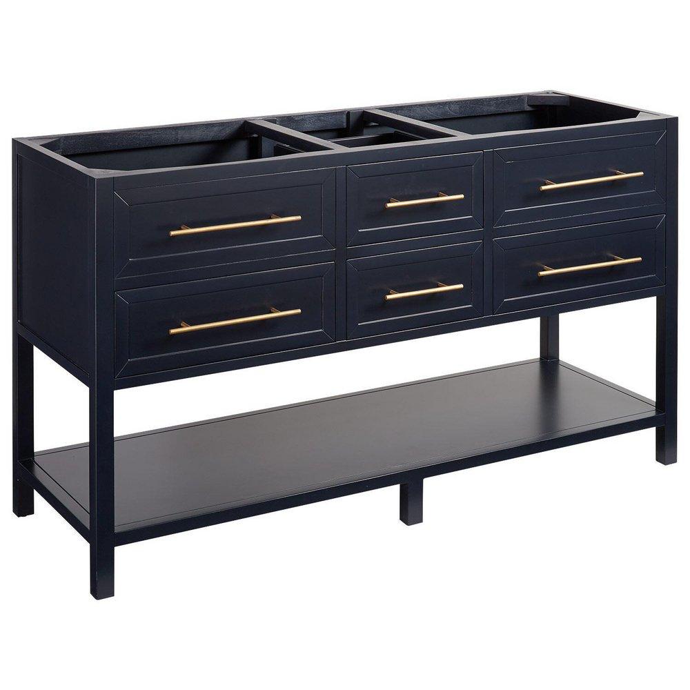 Signature Hardware Midnight Navy Blue 60 in. Floor Mount Vanity 