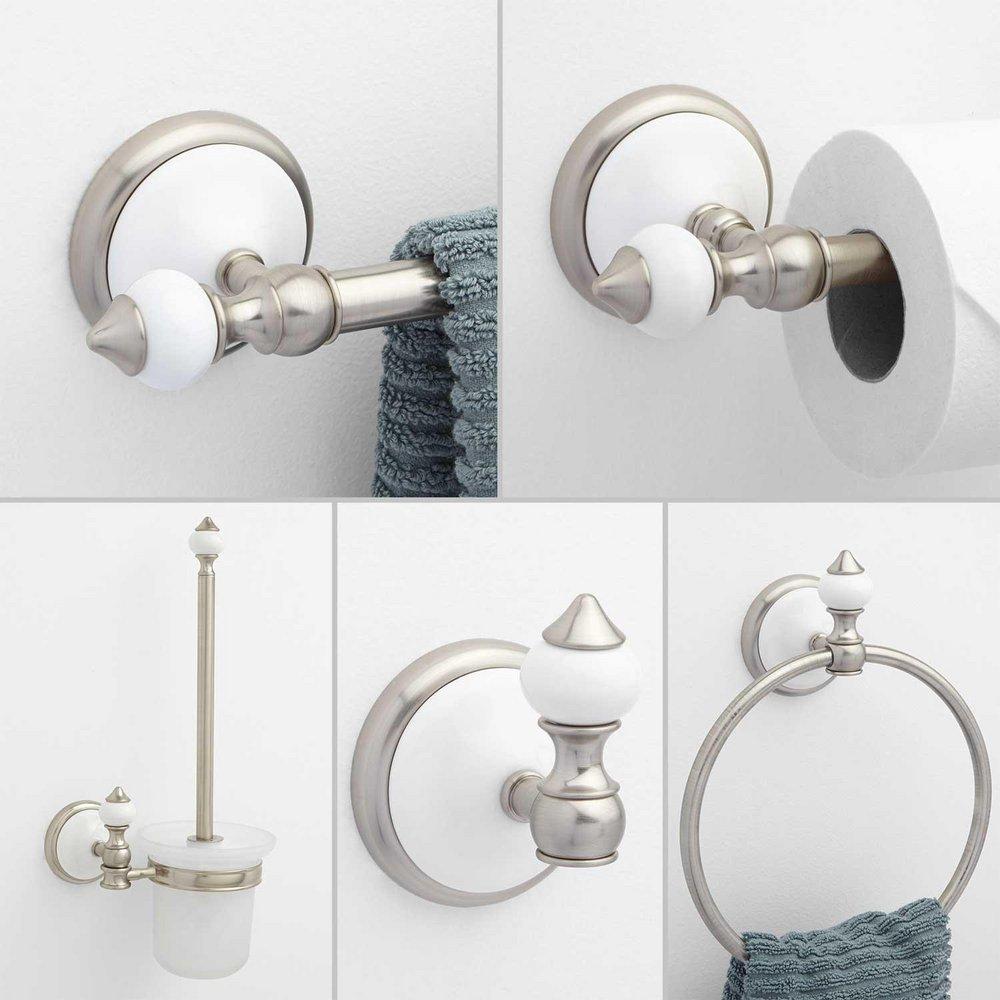 Signature Hardware Brushed Nickel 5 Piece Bathroom Accessory Set 