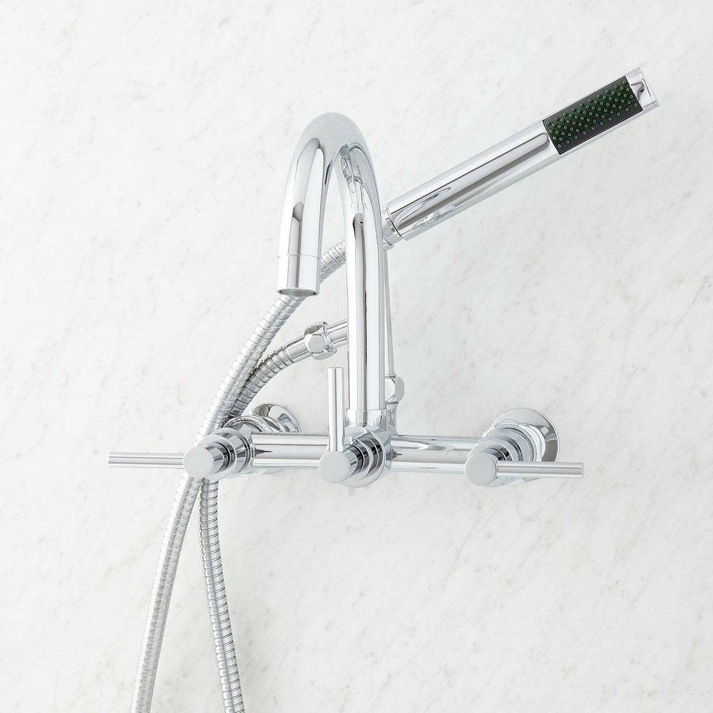 Signature Hardware Polished Chrome Three Handle Wall Mount Filler 
