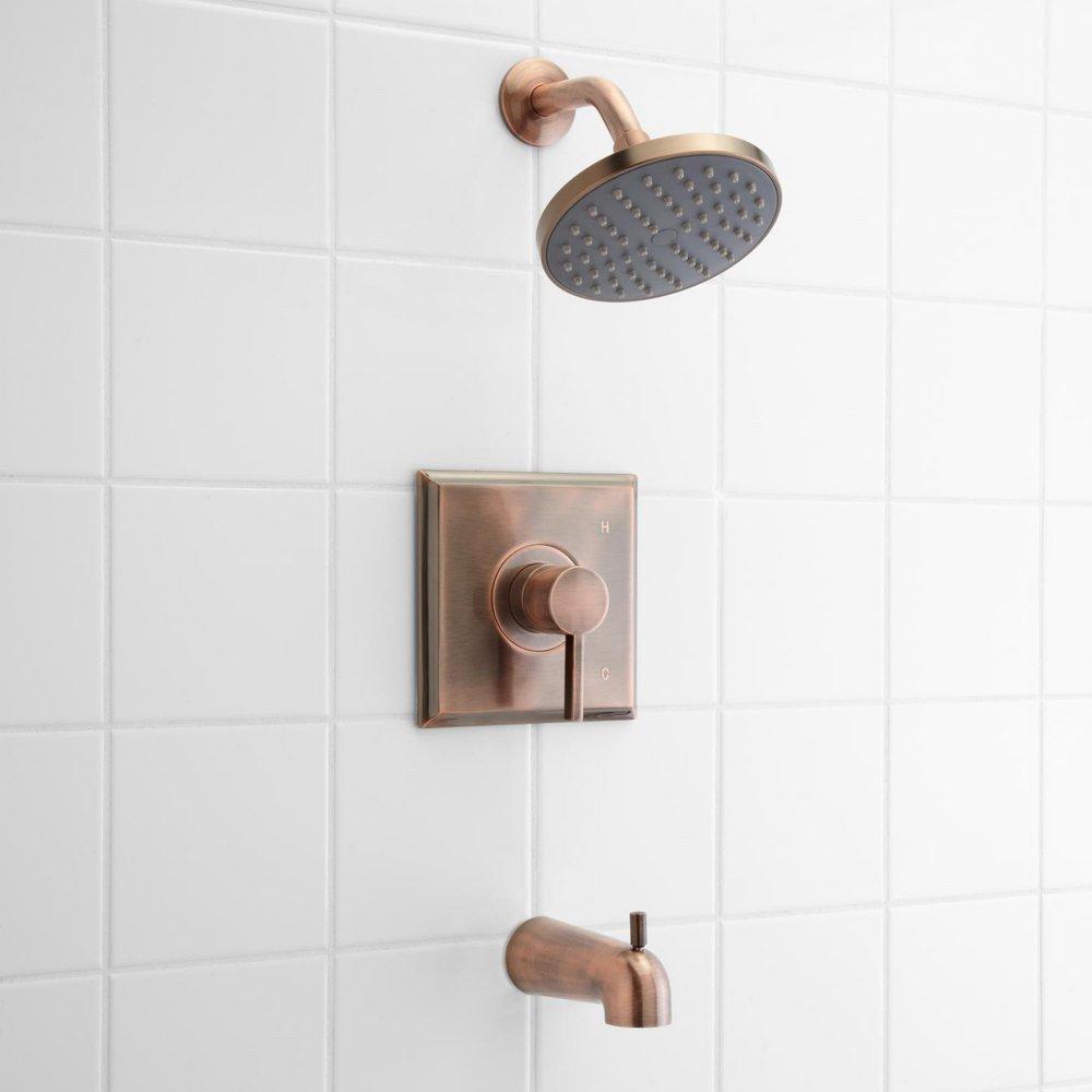 Signature Hardware Antique Copper Single Handle Bathtub & Shower Faucet 