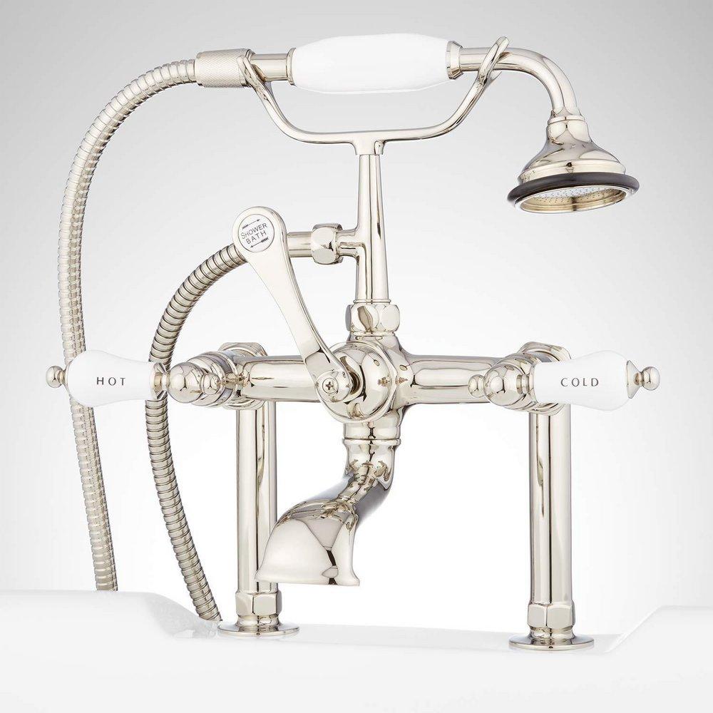 Signature Hardware Polished Nickel Three Handle Roman Tub Faucet 