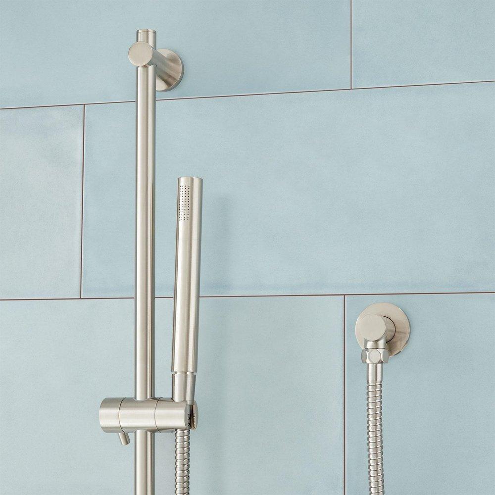 Signature Hardware Brushed Nickel Three Handle Single Function Thermostatic Shower System 