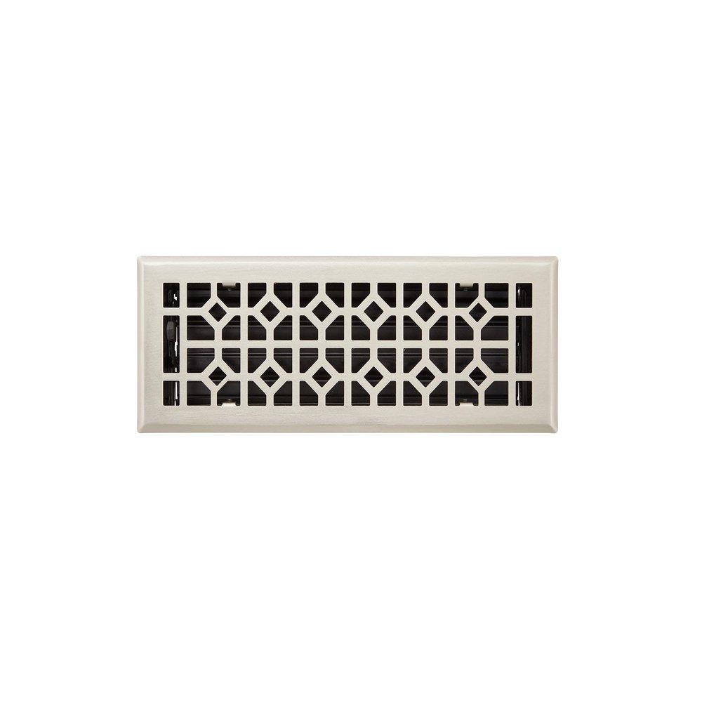 Signature Hardware Brushed Nickel 10 in. Floor Register in Brushed Nickel Steel 