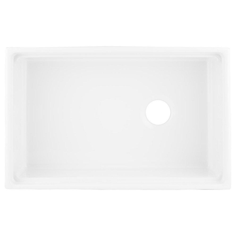 Signature Hardware White 30 x 18-7/8 in. Fireclay Single Bowl Farmhouse Kitchen Sink 