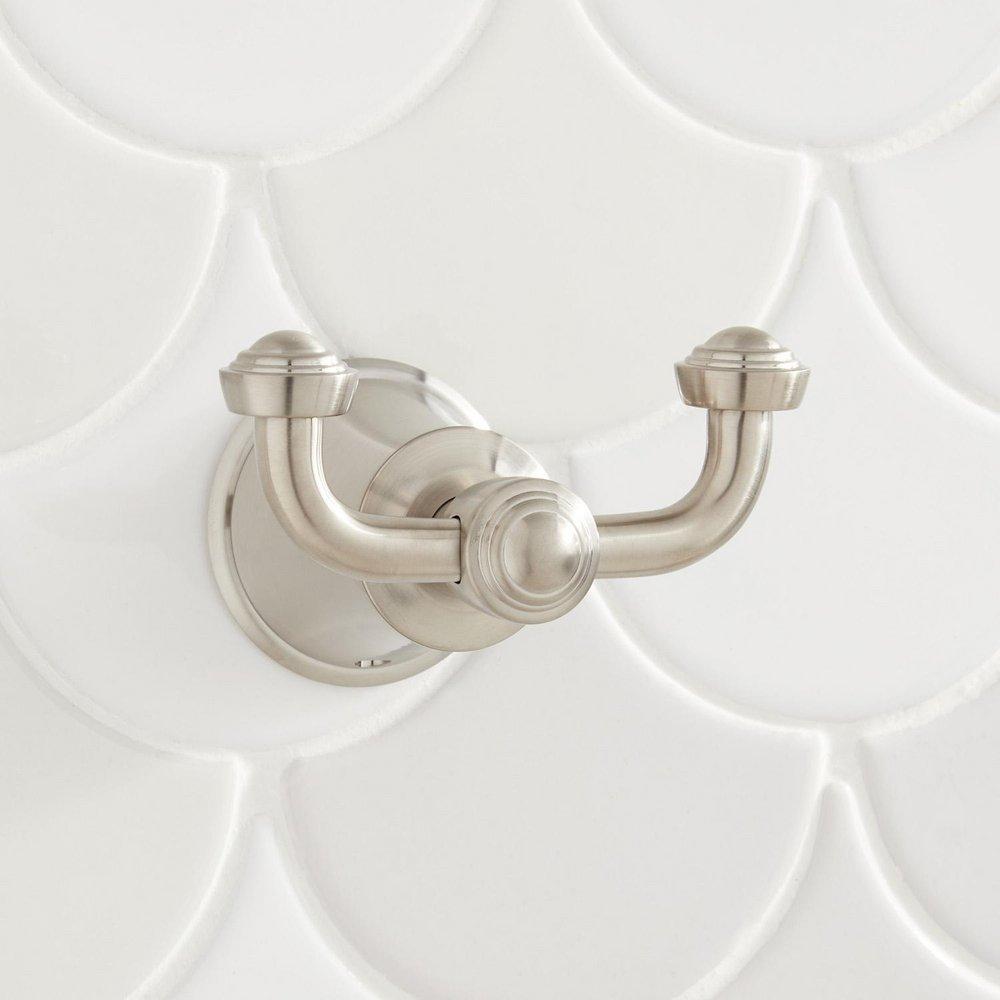 Signature Hardware Brushed Nickel 2-Hook Robe Hook 