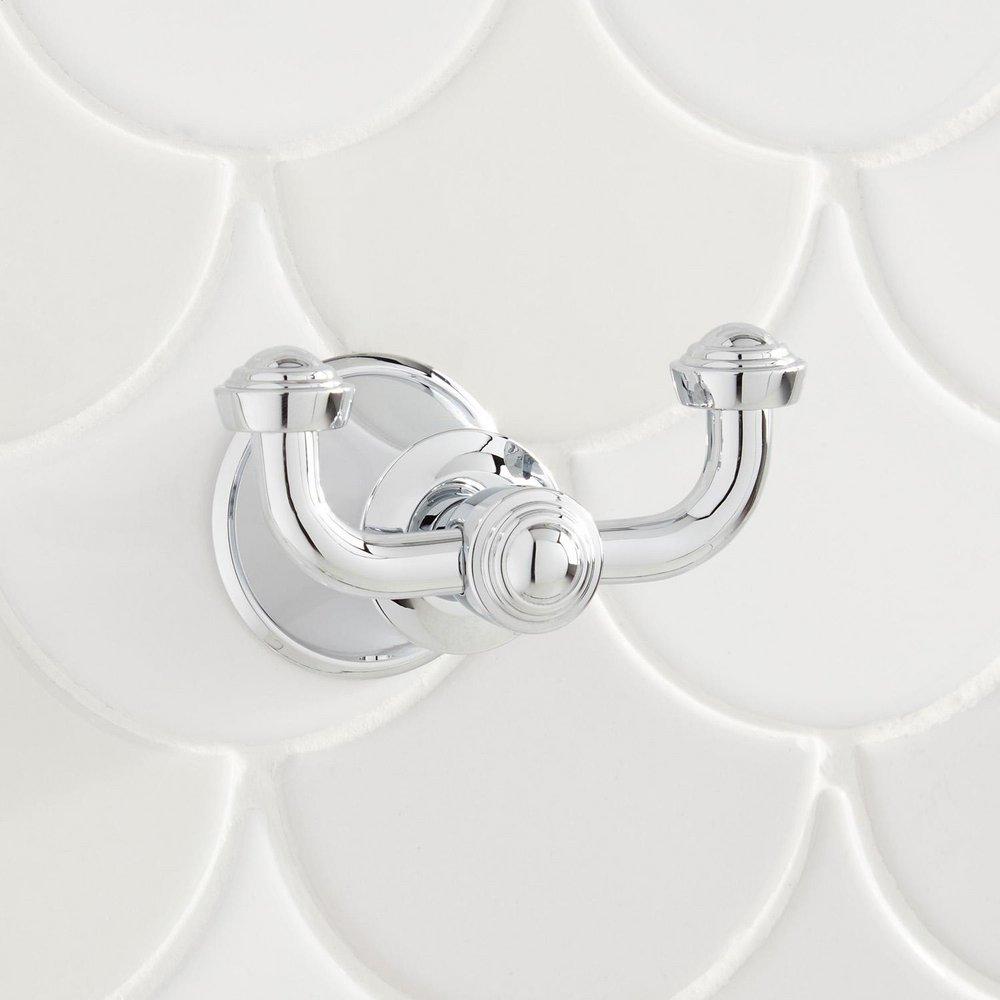 Signature Hardware Polished Chrome 2-Hook Robe Hook 