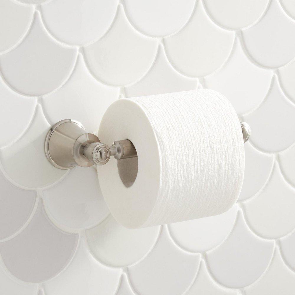 Signature Hardware Brushed Nickel Wall Toilet Tissue Holder 