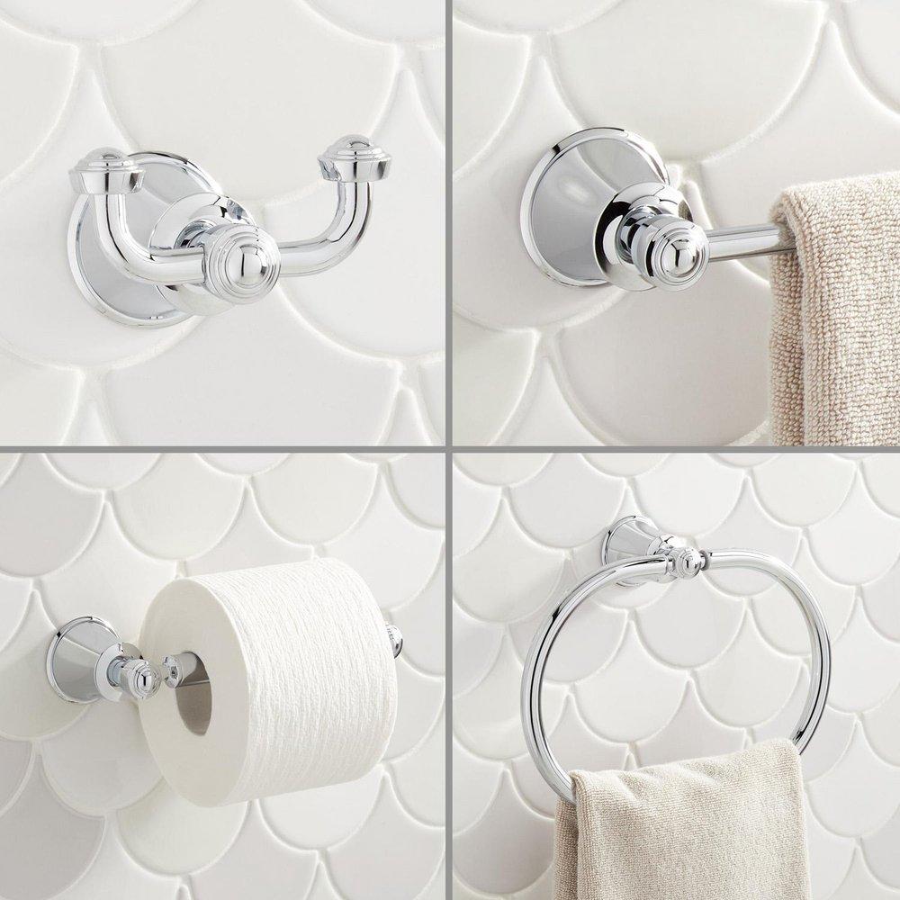 Signature Hardware Chrome 4 Piece Bathroom Accessory Set 