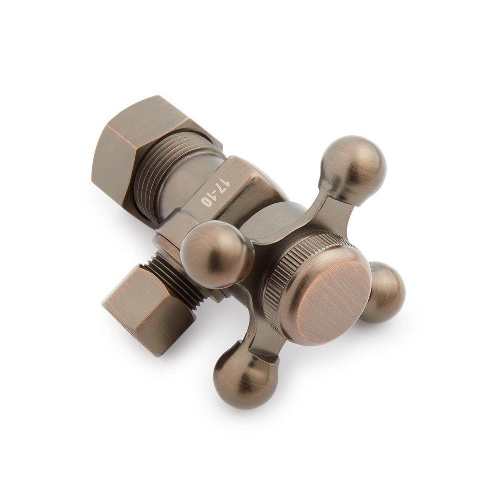 Signature Hardware Oil Rubbed Bronze 5/8 x 3/8 in. OD Tube x OD Compression Cross Angle Supply Stop Valve 