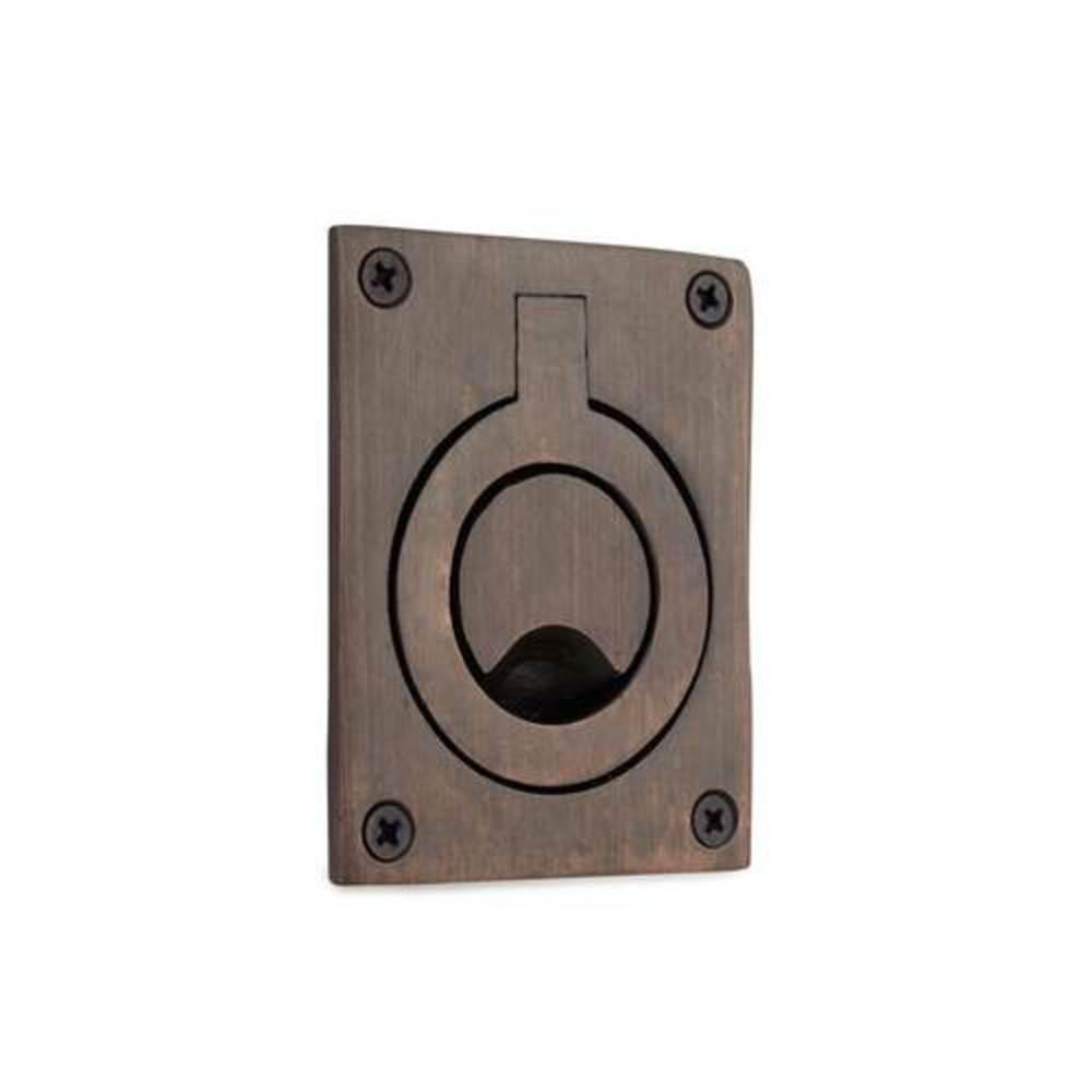 Signature Hardware Oil Rubbed Bronze 2-3/4 x 2-1/4 in. Brass Large Rectangular Recessed Ring Flush Pull 