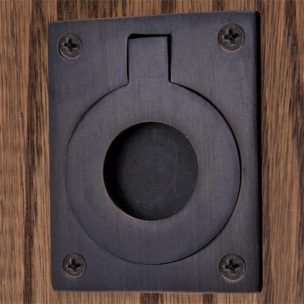 Signature Hardware Oil Rubbed Bronze 2-3/4 x 2-1/8 in. Brass Large Rectangular Recessed Ring Pull 