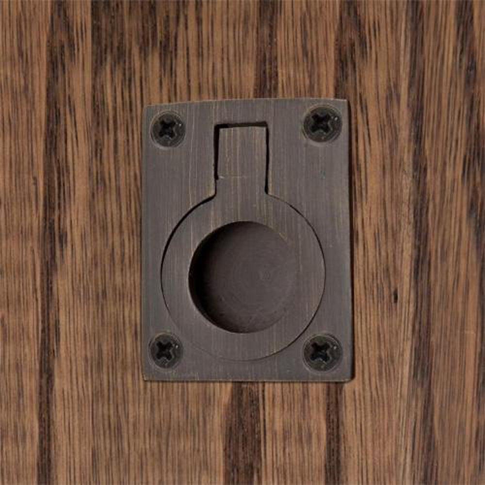 Signature Hardware Antique Brass Small Rectangular Recessed Ring Pull 