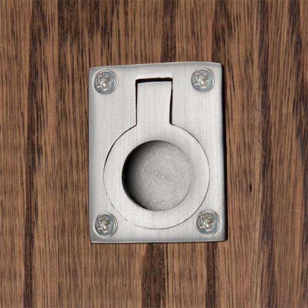 Signature Hardware Brushed Nickel Small Rectangular Recessed Ring Pull 