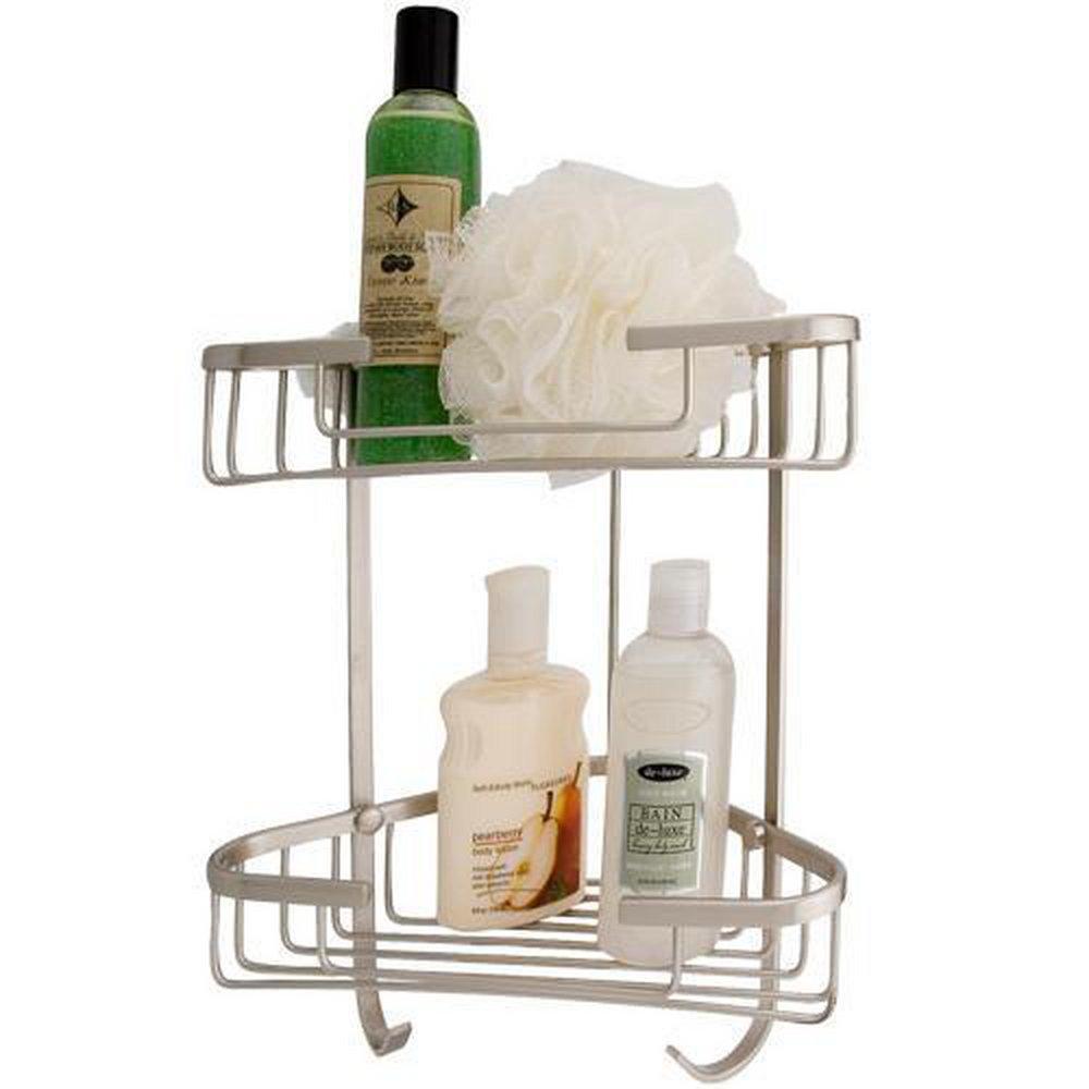 Signature Hardware Brushed Nickel 6-1/4 in. Corner Shower Basket 