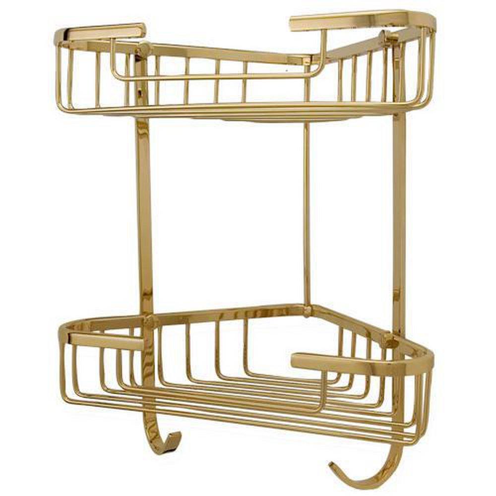 Signature Hardware Polished Brass 6-1/4 in. Corner Shower Basket 