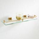 Signature Hardware Polished Brass 19-5/8 in. Glass Bathroom Shelf 