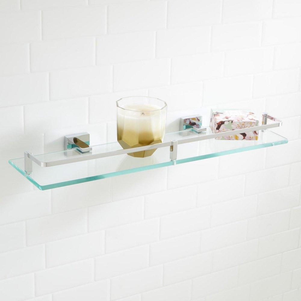 Signature Hardware Chrome 19-5/8 in. Glass Bathroom Shelf 