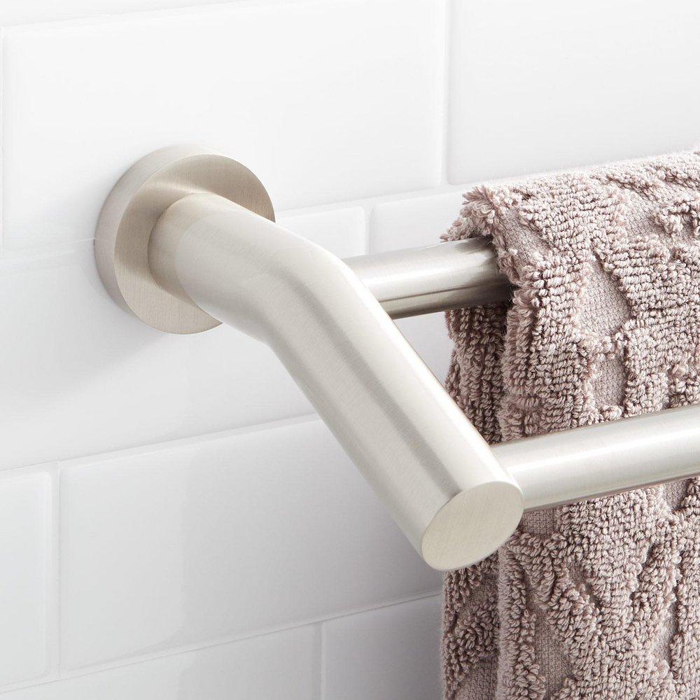 Signature Hardware Brushed Nickel Double Towel Bar in Brushed Nickel 