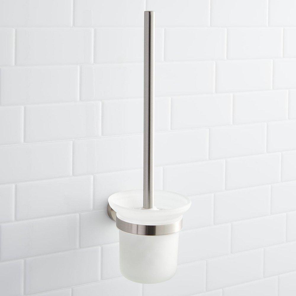 Signature Hardware Brushed Nickel 15 in. Toilet Brush Holder 