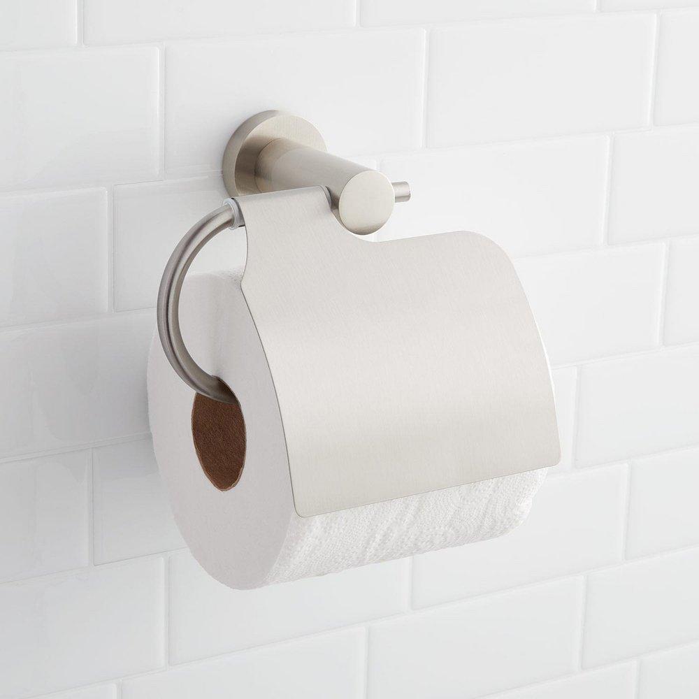 Signature Hardware Brushed Nickel Wall Mount Toilet Tissue Holder 