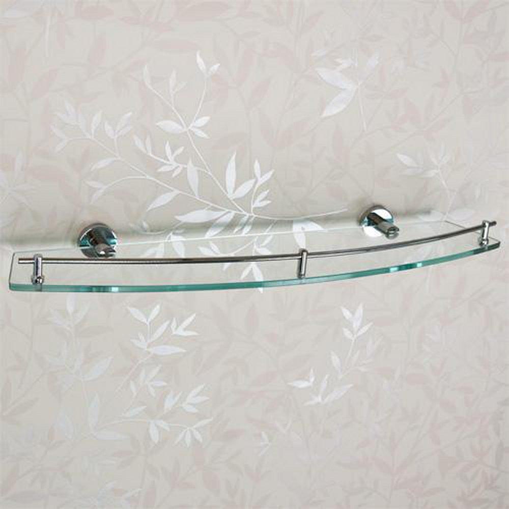 Signature Hardware Chrome 24 in. Glass Bathroom Shelf 