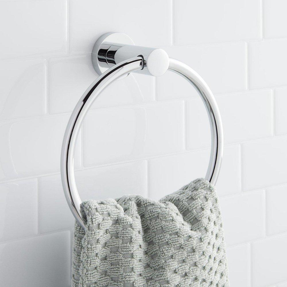 Signature Hardware Polished Chrome Round Closed Towel Ring 