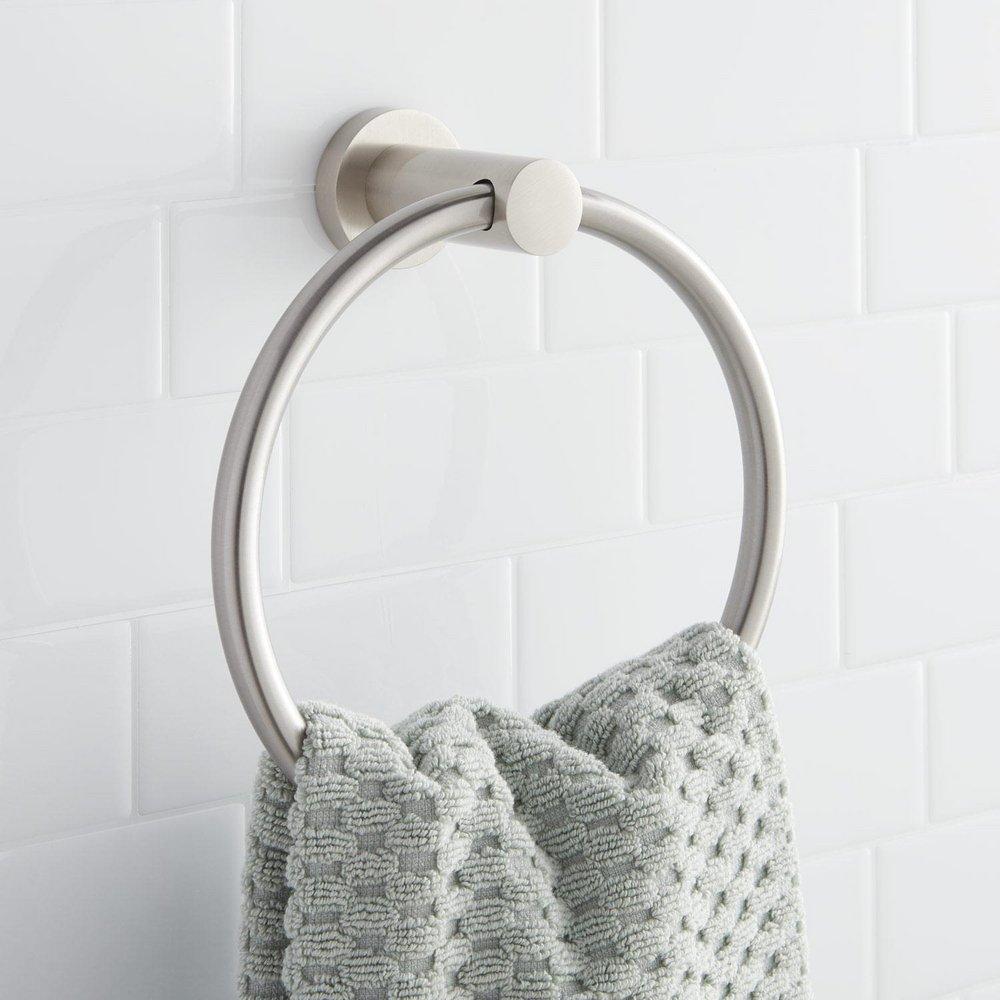 Signature Hardware Brushed Nickel Round Closed Towel Ring 