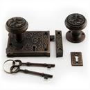 Signature Hardware Oil Rubbed Bronze Brass Rim Lock Set with Knobs Left Hand 