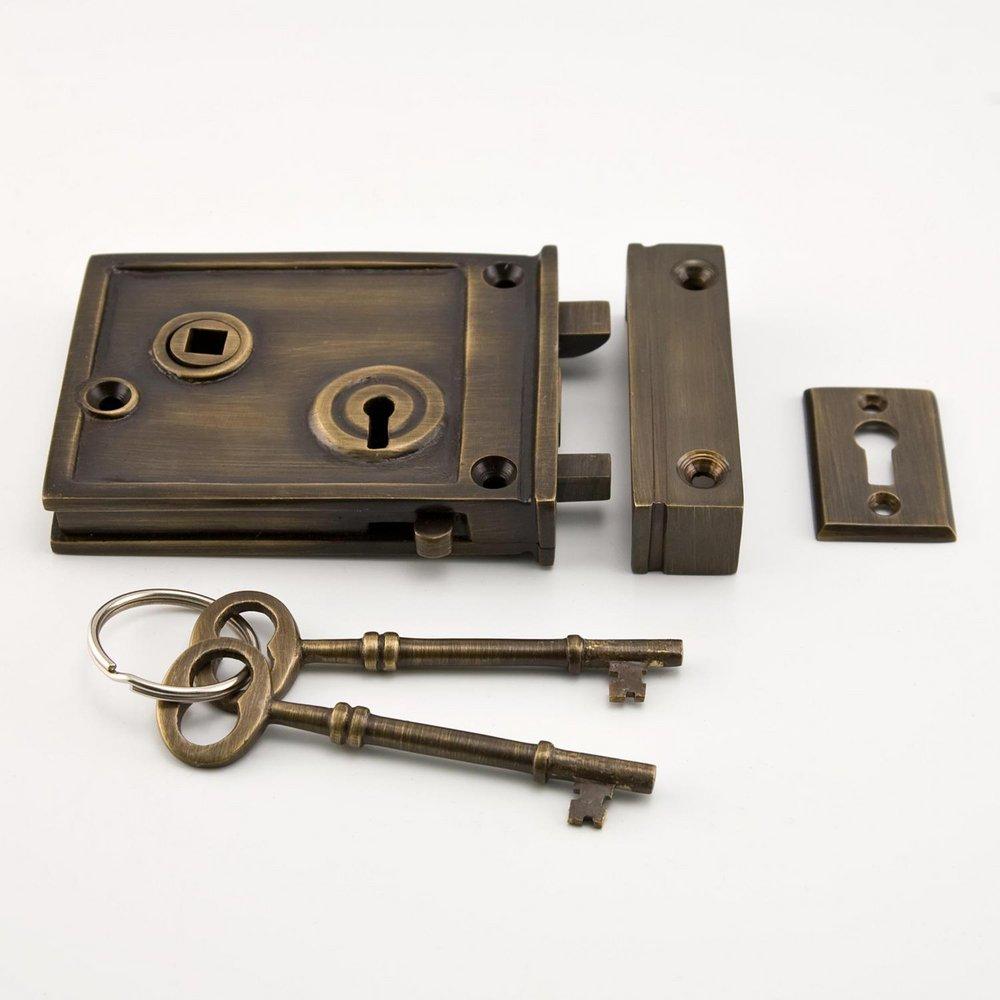 Signature Hardware Antique Brass Brass Rim Lock Set Left Hand 