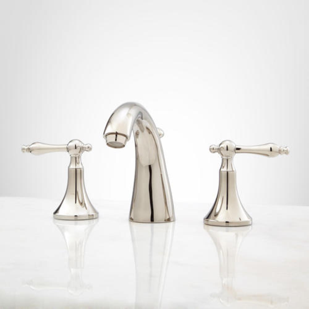 Signature Hardware PVD Polished Nickel Two Handle Widespread Bathroom Sink Faucet 