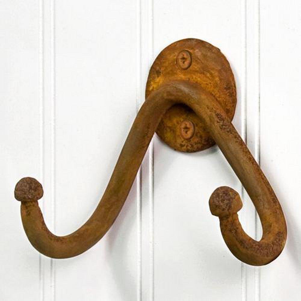 Signature Hardware Rust Hand Forged Iron Double Coat Hook 