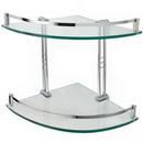 Signature Hardware Brushed Nickel 14 in. Glass Bathroom Shelf 