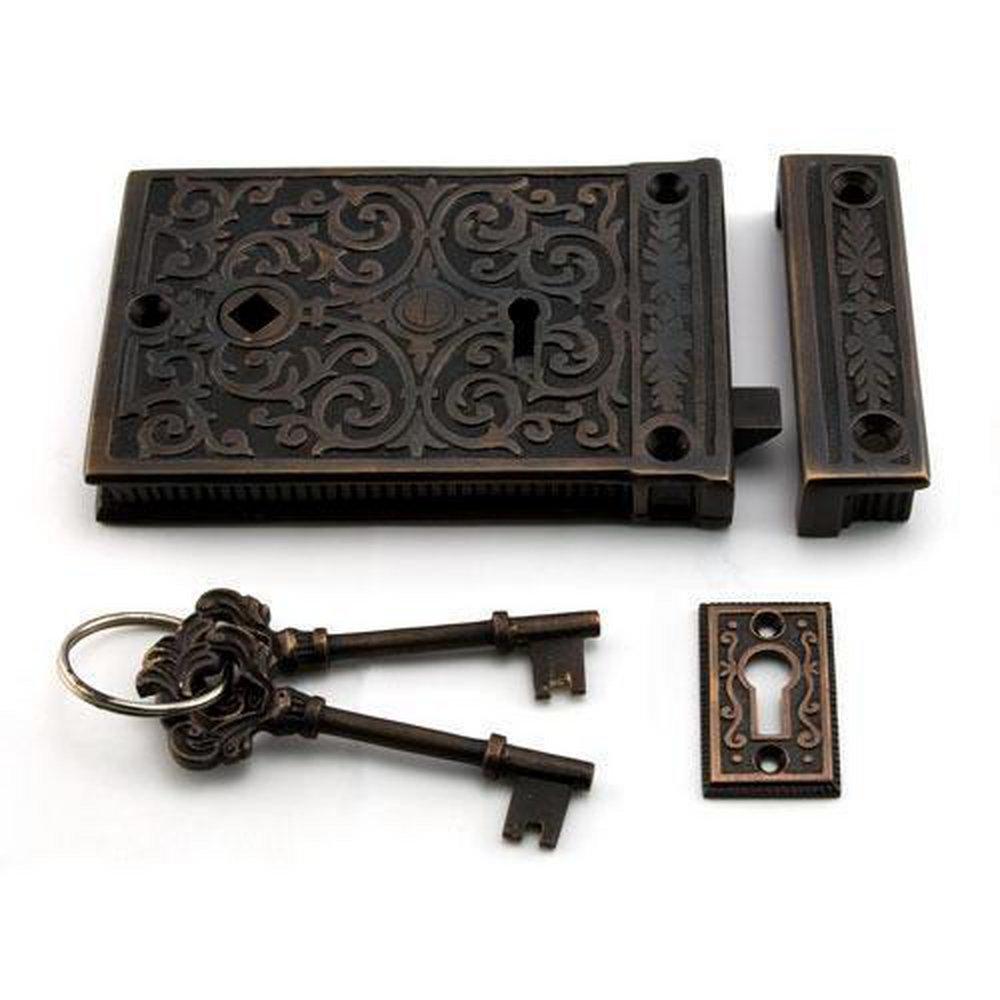 Signature Hardware Oil Rubbed Bronze Brass Rim Lock Set Left Hand 
